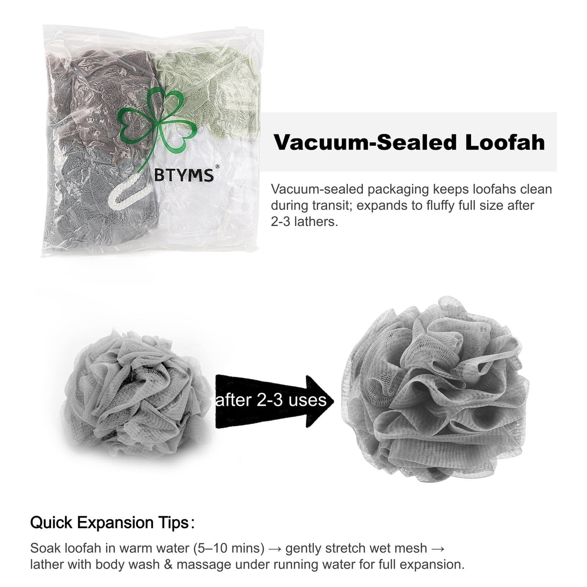 BTYMS vacuum-sealed single pouf package, explains compact shipping