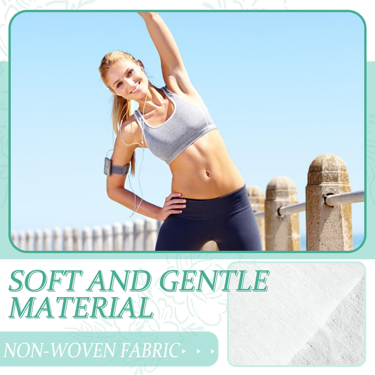 BUAEL wipe being applied to underarm providing quick freshening after exercise