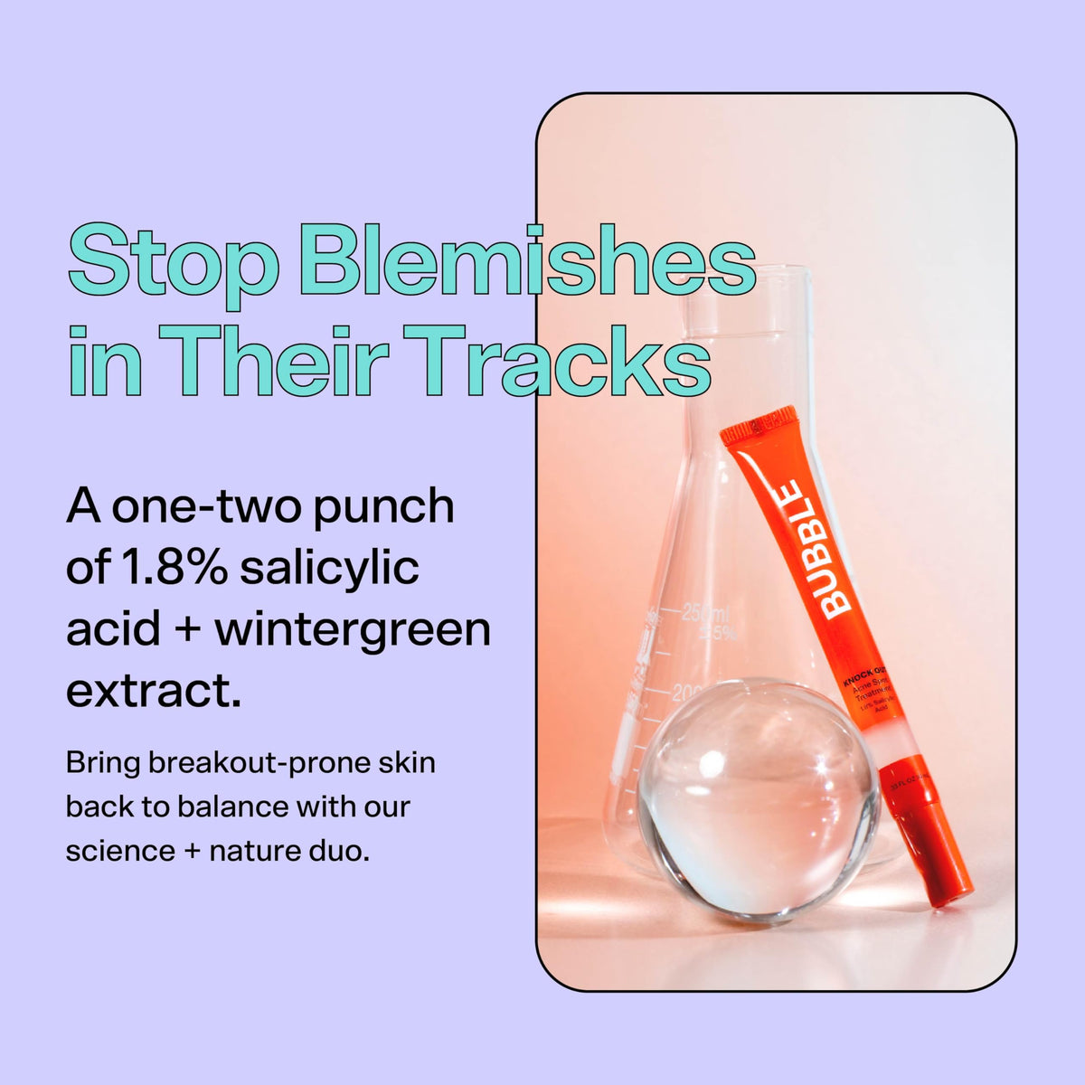 Bubble Skincare gel texture close-up, lightweight formula that absorbs quickly