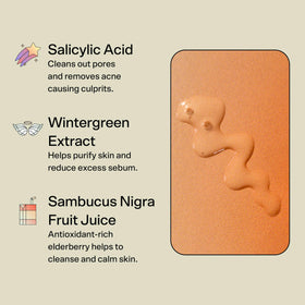 Bubble Skincare ingredient label highlighting salicylic acid and botanical extracts