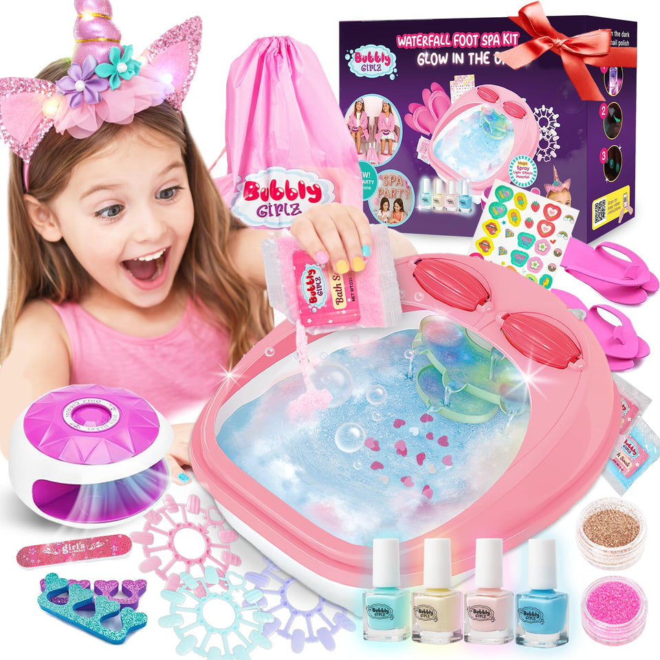 Bubbly Girlz front packaging showing full spa kit and contents for easy gifting