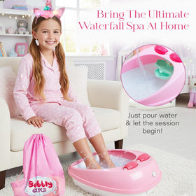 Bubbly Girlz waterfall foot spa close-up highlighting playful water feature