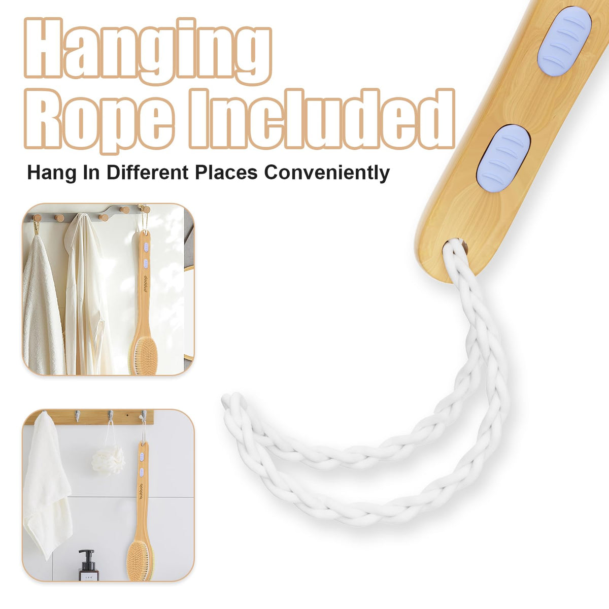 Bubbob non-slip grip and hanging rope detail offering secure hold and easy drying