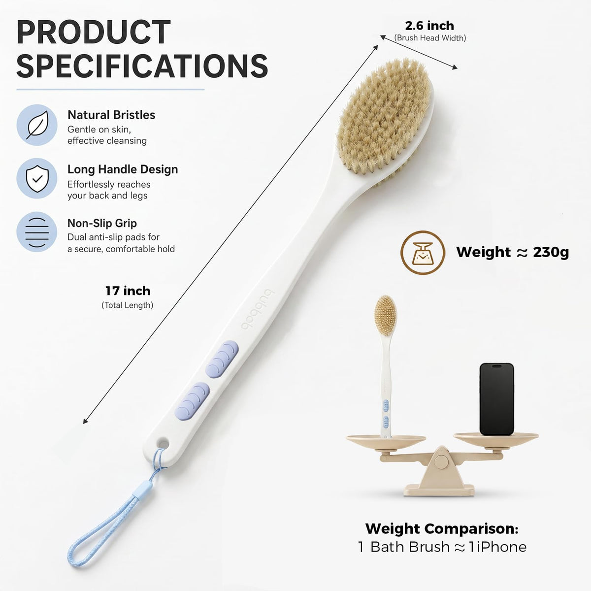 Bubbob scale comparison next to ruler showing length and travel-friendly size