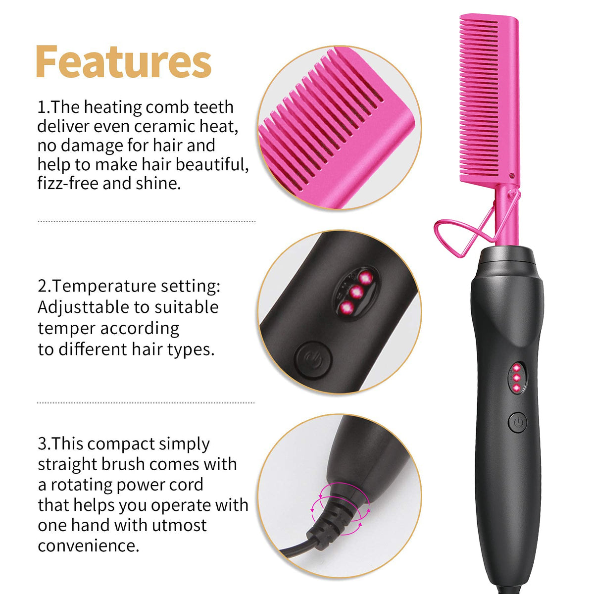 BudiGl hot comb in use smoothing a beard for faster grooming and neat finish