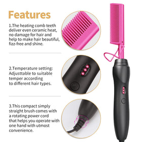 BudiGl hot comb in use smoothing a beard for faster grooming and neat finish