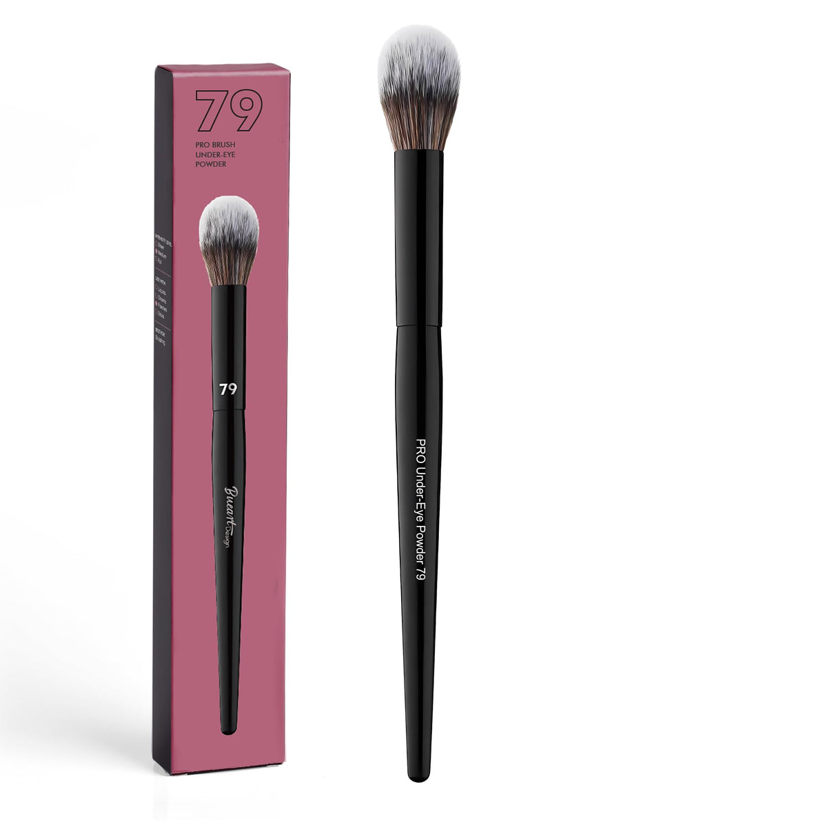 Bueart Design brush front view showing tapered head and ergonomic handle for precision