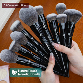 Bueart Design close-up of ultra-soft synthetic bristles demonstrating gentle product pickup