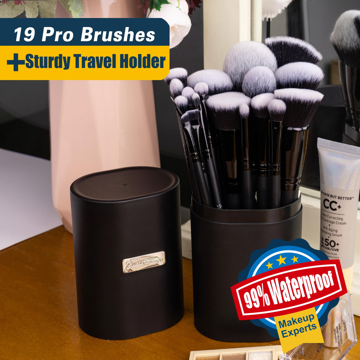Bueart Design deluxe powder brush detail demonstrating soft head for smooth finishing