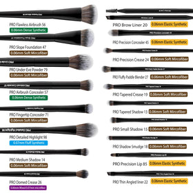 Bueart Design collection of face brushes laid flat showcasing contour and powder options