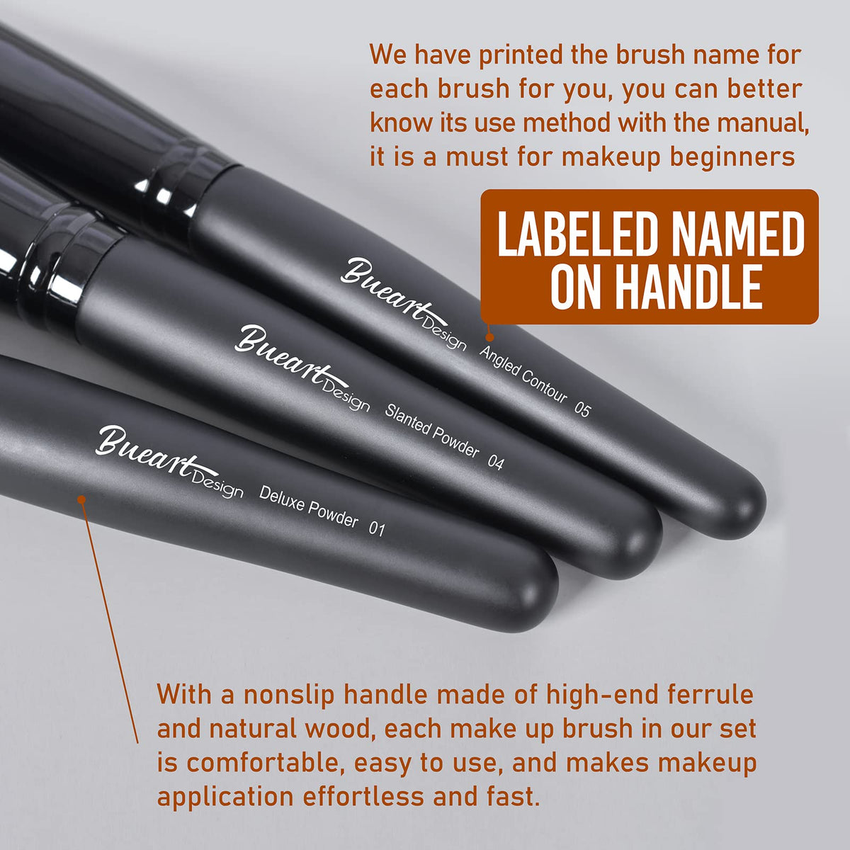 Bueart Design ferrule and handle connection illustrating sturdy build for long-term durability