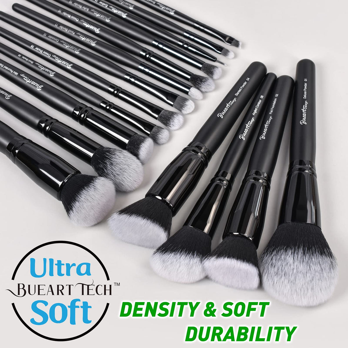 Bueart Design flat top foundation brush closeup showing dense fibers for even application