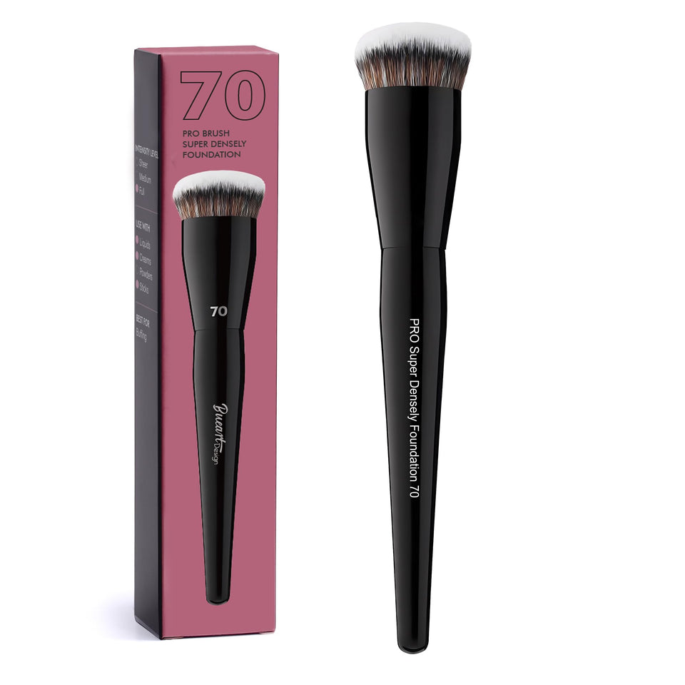 Bueart Design brush front view showing compact dense head for flawless blending
