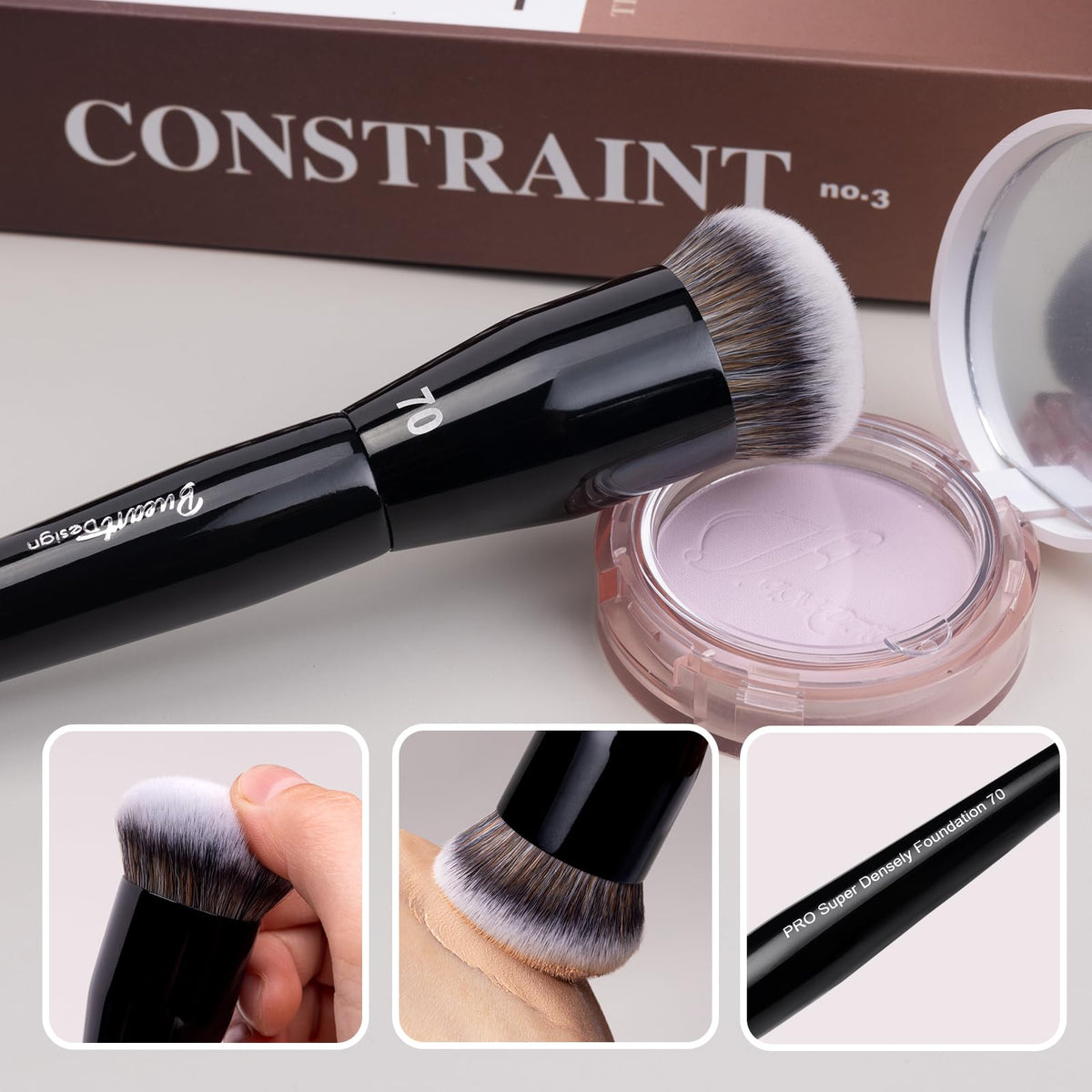 Bueart Design brush buffing pressed powder to set makeup and reduce shine