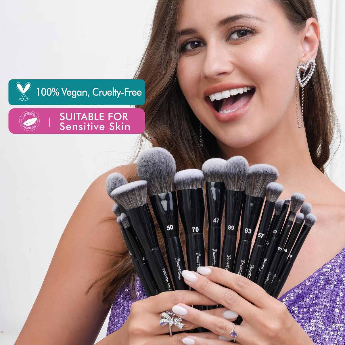 Bueart Design large foundation brush close-up showing dense bristles for smooth coverage