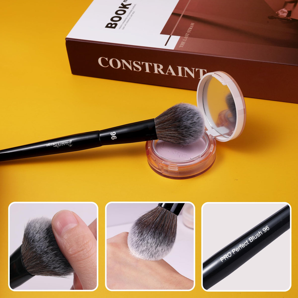 Bueart Design brush in lifestyle flatlay with makeup for everyday routine