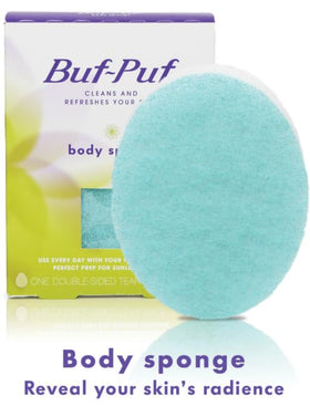 Buf-Puf texture close-up highlighting gentle weave and effective exfoliation