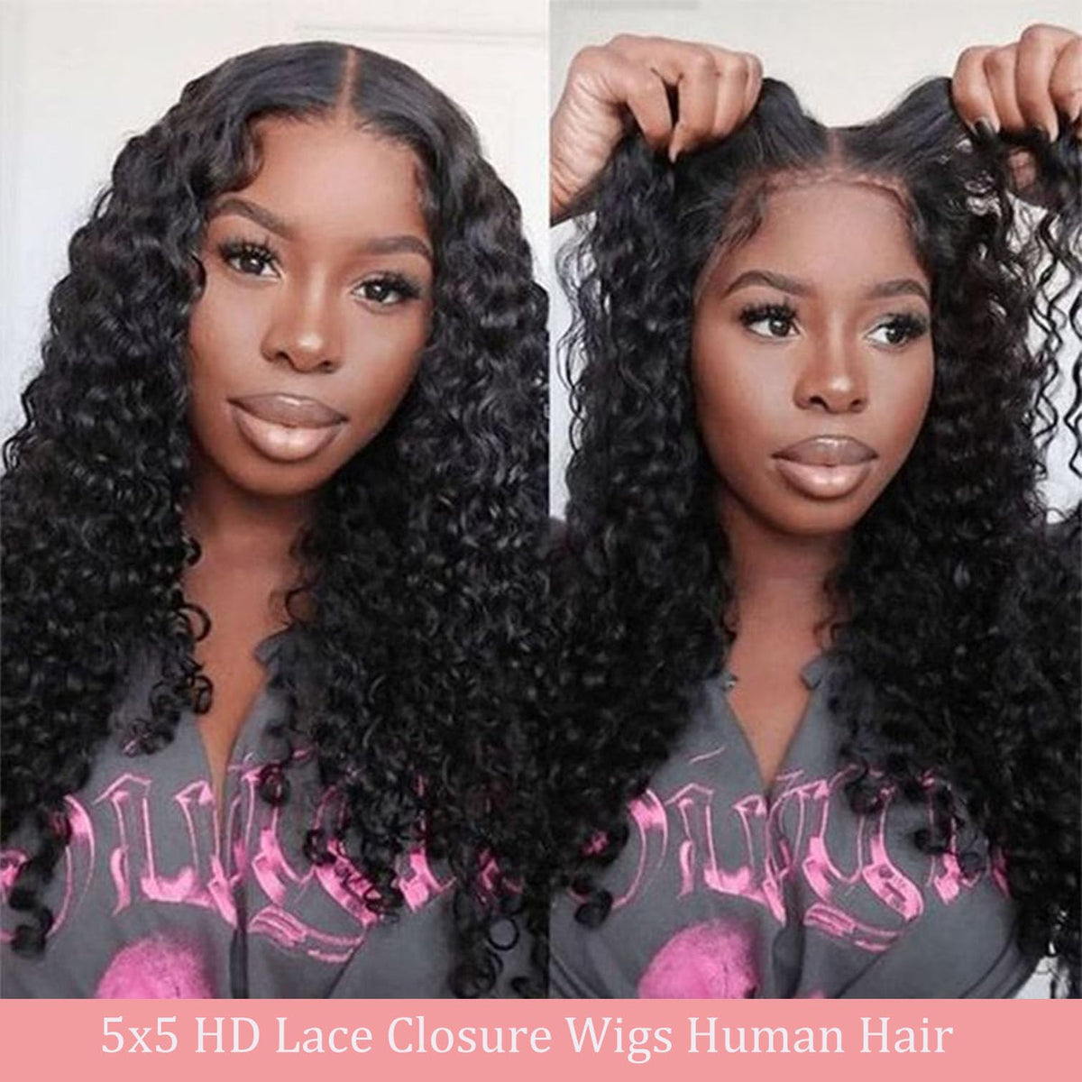 Bugtum 5x5 HD lace closure closeup revealing invisible parting benefit