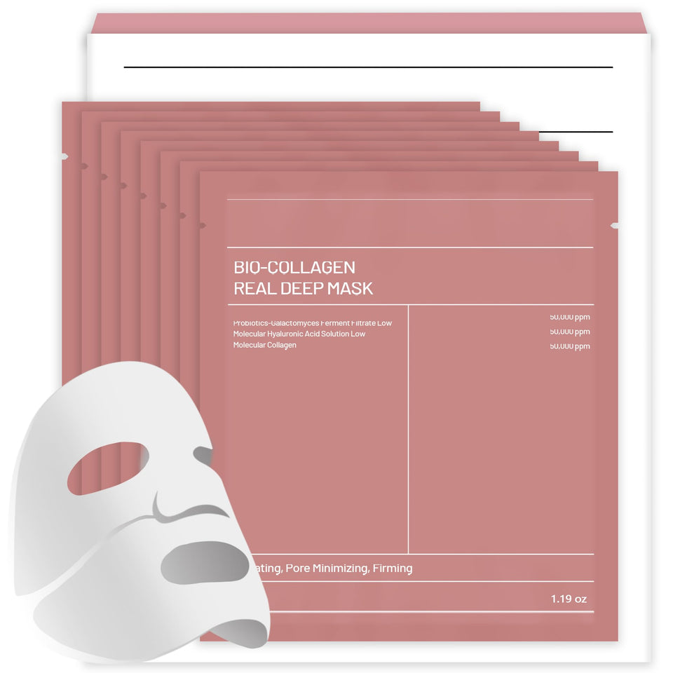 Bukamkom front packaging showing 8 hydrogel collagen masks and benefits