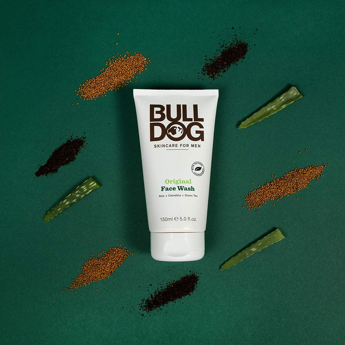 Bulldog product with green tea leaves illustrating natural antioxidant boost
