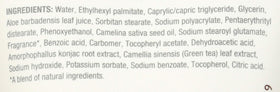 Close-up ingredients label on Bulldog Original showing aloe and camelina oil benefits