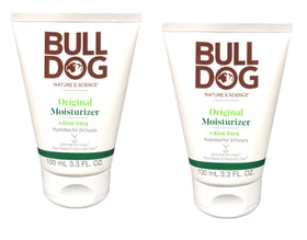 Bulldog Skincare pack front view showing two 3.3 fl oz bottles and clear labeling for easy identification and convenience