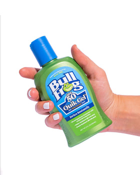 Bullfrog applying gel to hand quickly absorbs for active use