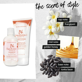 Bumble and bumble bottle on bathroom shelf showing styling-ready benefit