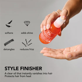 Bumble and bumble before and after frizz reduction showcasing visible smoothing benefit