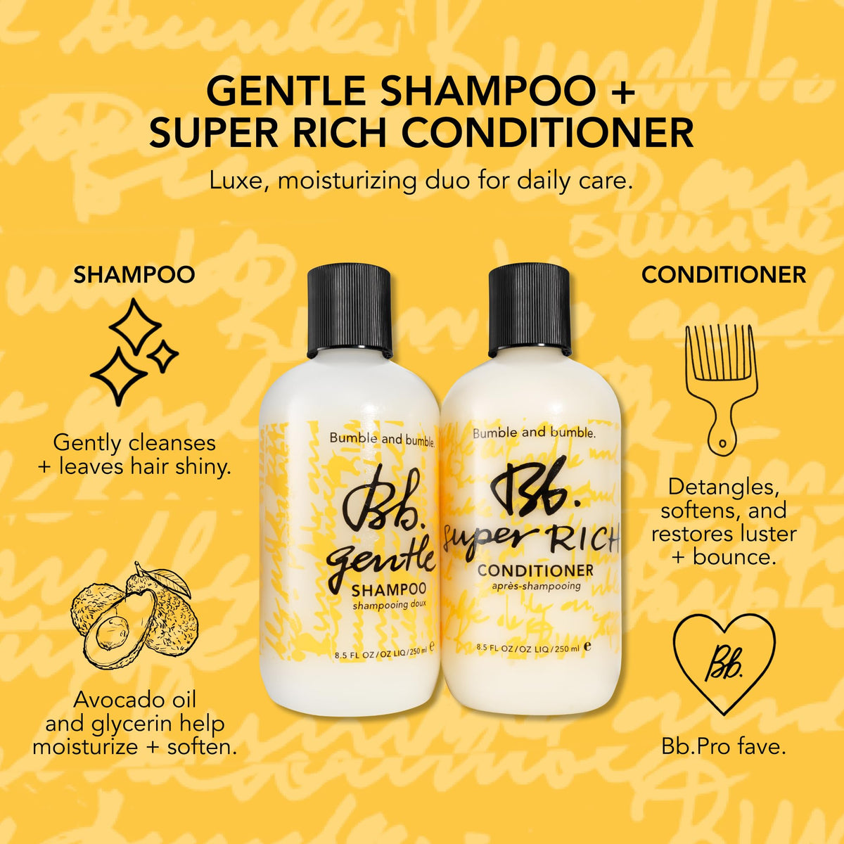 Bumble and bumble label detail highlighting ingredients and trust