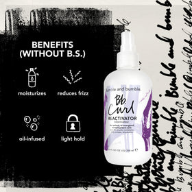 Hand holding Bumble and bumble bottle demonstrating simple application