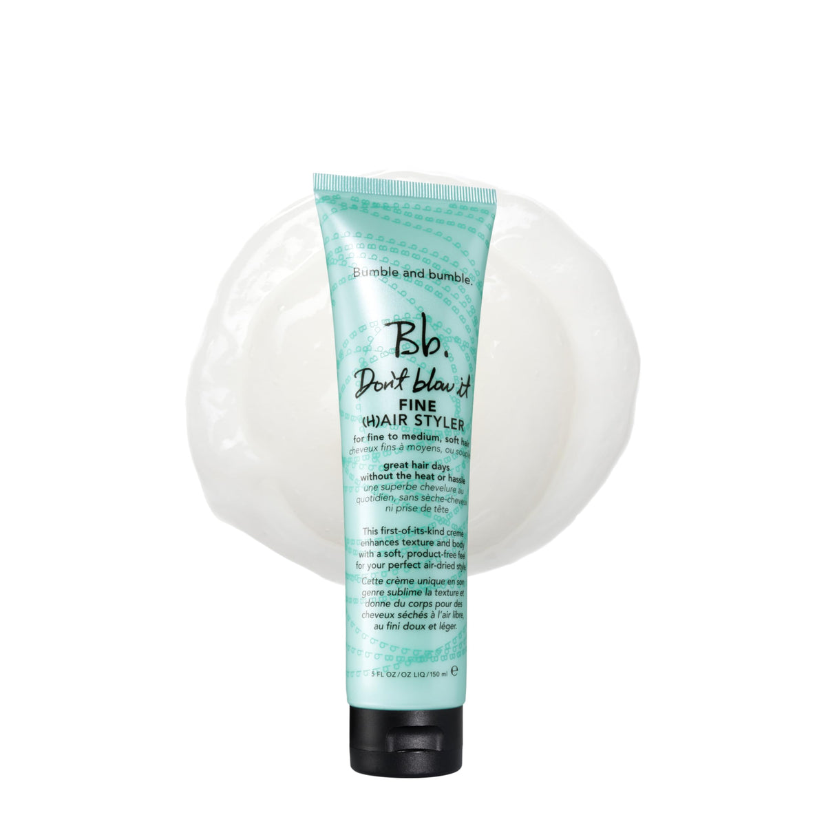 Bumble and bumble front packaging showing product and size benefits