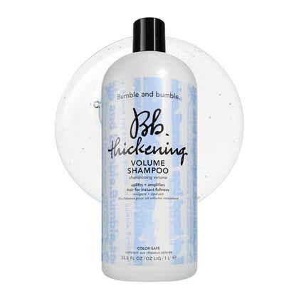 Bumble and bumble front bottle shows product and benefits for fuller hair