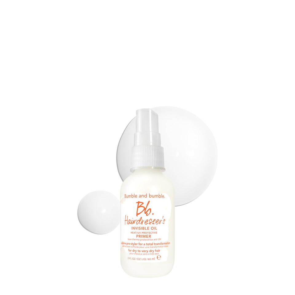 bumble and bumble front packaging showing travel-size bottle and benefits