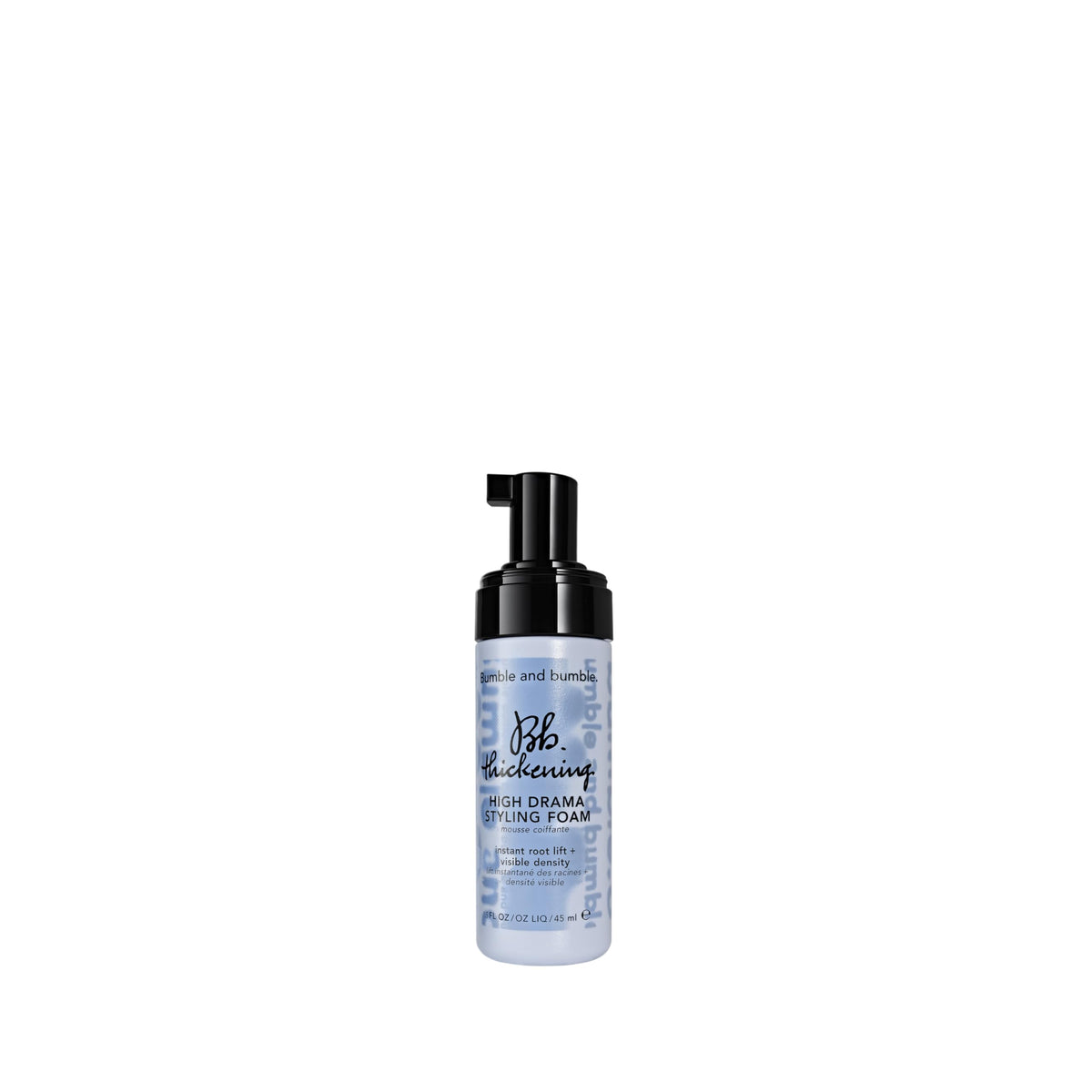 Bumble and bumble front packaging showing foam bottle and benefits