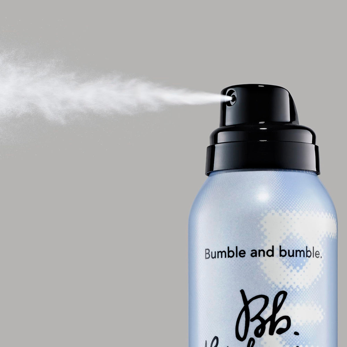 Bumble and bumble before and after hair shot showing increased volume without stiffness