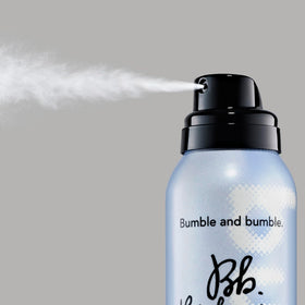 Bumble and bumble before and after hair shot showing increased volume without stiffness