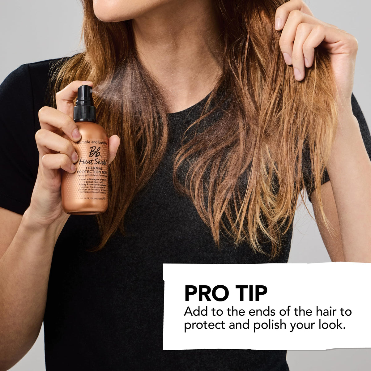 Bumble and bumble texture close-up on hair strand showing smoother finish benefit