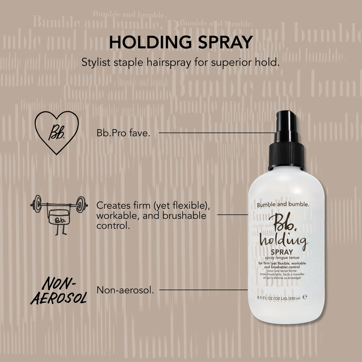 Bumble and bumble in use by stylist setting an updo for long-lasting shape