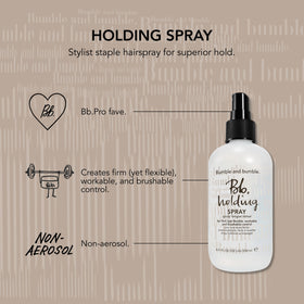 Bumble and bumble in use by stylist setting an updo for long-lasting shape