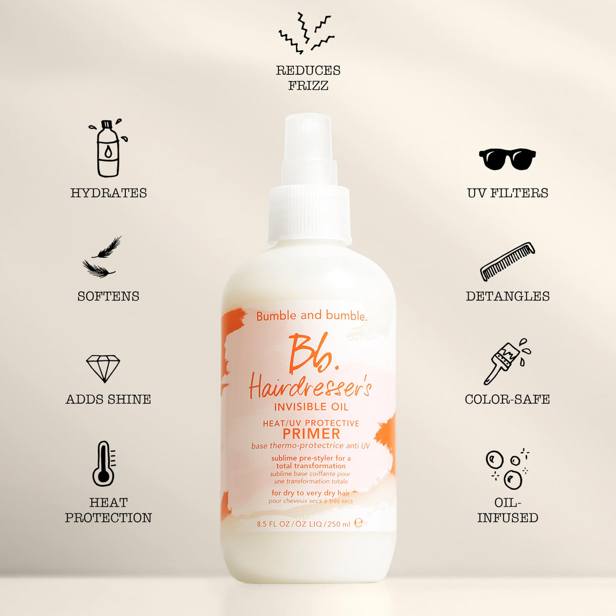 Bumble and bumble oil-infused texture close-up highlighting lightweight hydration