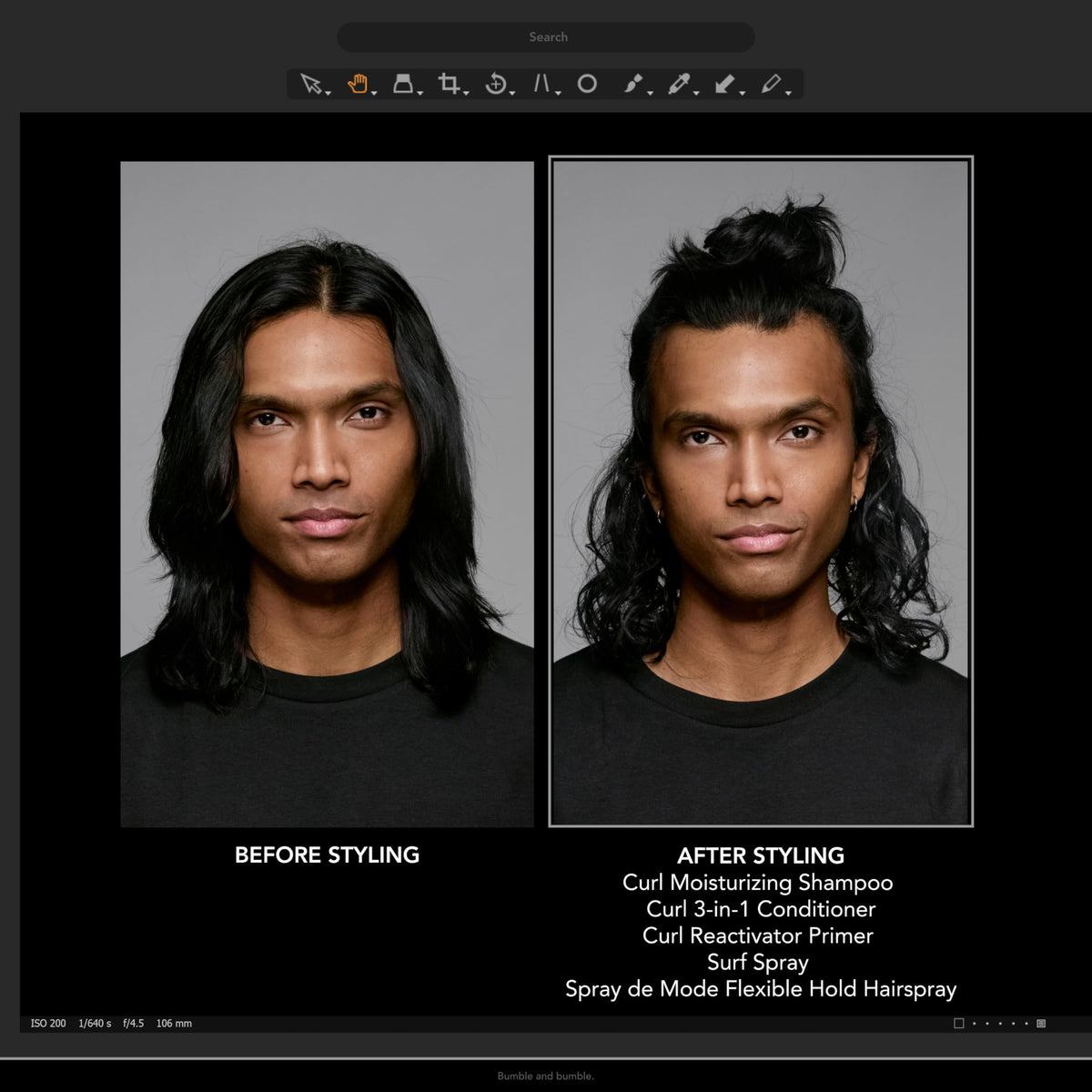 Bumble and bumble mist spraying into hair for instant texture and volume