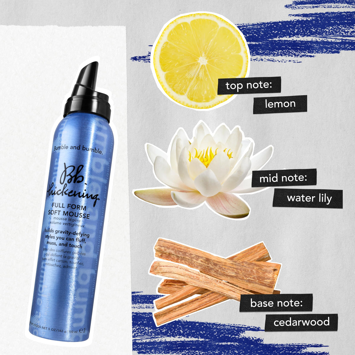 Bumble and bumble fragrance ingredients still life showing refreshing scent benefit