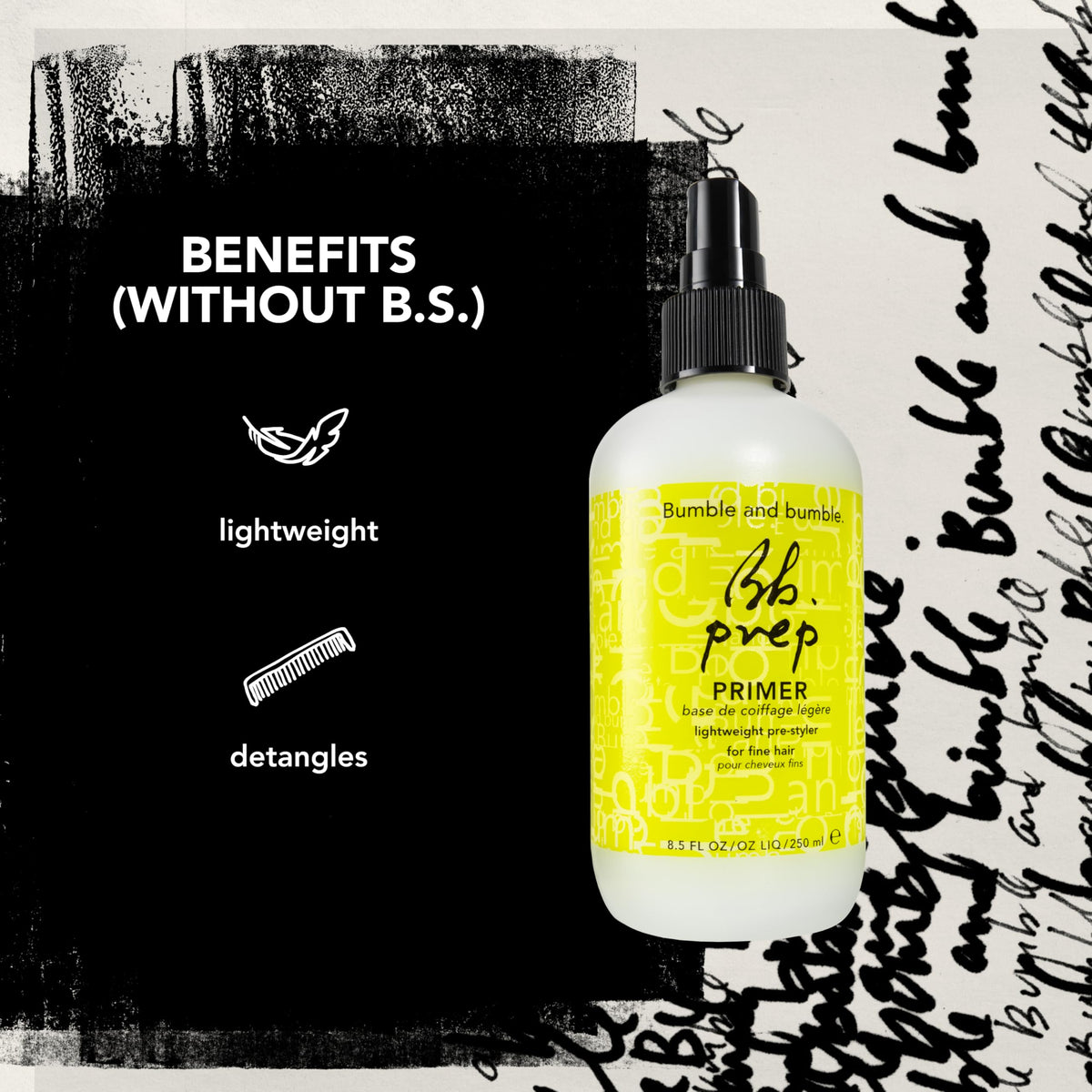 Bumble and bumble bottle held in hand for size comparison and travel-friendly benefit