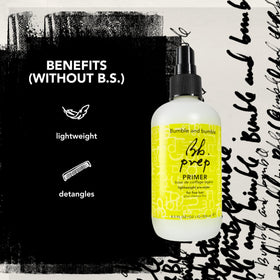 Bumble and bumble bottle held in hand for size comparison and travel-friendly benefit