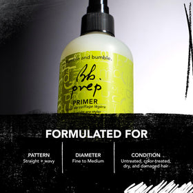 Bumble and bumble fine mist texture visible to show lightweight coverage advantage
