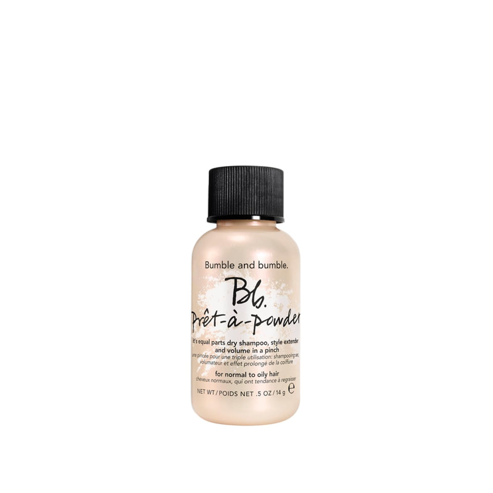 Bumble and bumble front packaging showing compact travel dry shampoo