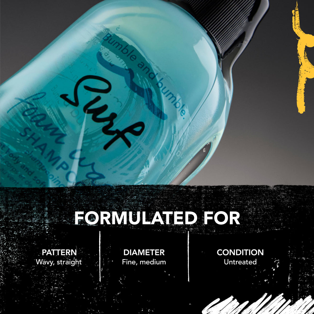 Bumble and bumble label detail highlighting sea botanical ingredients and volume benefit