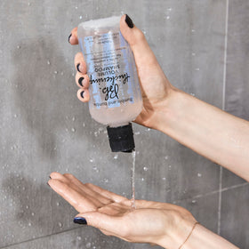 Bumble and bumble shampoo applied to hair showing immediate root lift