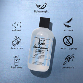 Bumble and bumble 8.5 fl oz bottle beside common items for size and portability